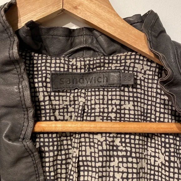 Leather cropped jacket - Picture 5 of 6